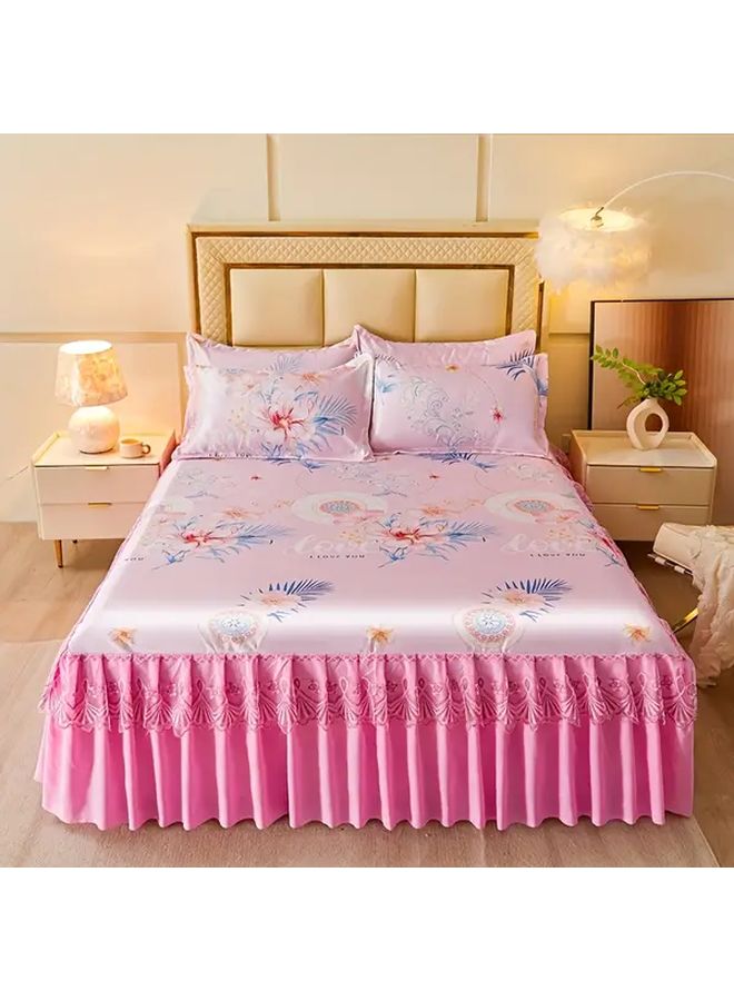 Red Panda 3pcs Set Lace Bed Skirt Mattress Protector Pillowcases 62 99x78 74 Inches - Image 5